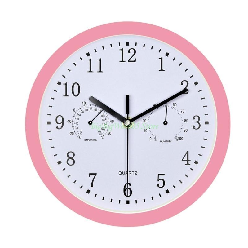

24TE 10in Round Wall Clock with Thermometer and Hygrometer Fashion Home Decorations