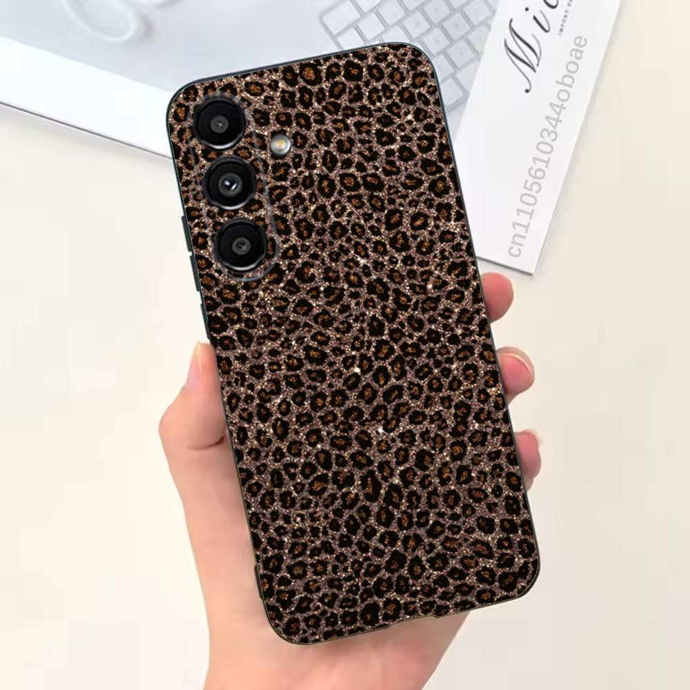 Fashion Leopard Print Phone Case For Samsung S25,24,21,22,23,20,S30,Ultra,Plus, Fe,5G Silicone Cover