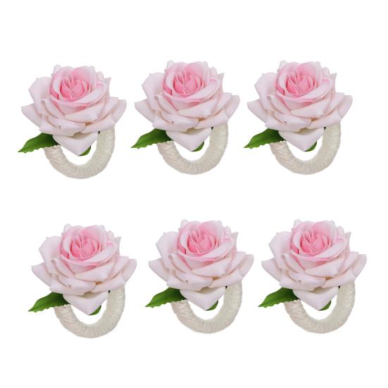 6 шт. Искусственные кольца для салфеток с розами, тканевые цветочные держатели для салфеток, кольца для салфеток в деревенском стиле для свадеб, юбилеев, декора обеденного стола