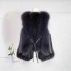 Leather Vest Women's Short Autumn and Winter Imitation Fox Hair Plus Cotton High-end Splicing Vest Jacket Women's Fox Hair New