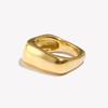 E.B.belle Simple Square Geometric Ring Silver Color Stainless Steel Rings for Women Decoration 18K Gold Plated Accessories