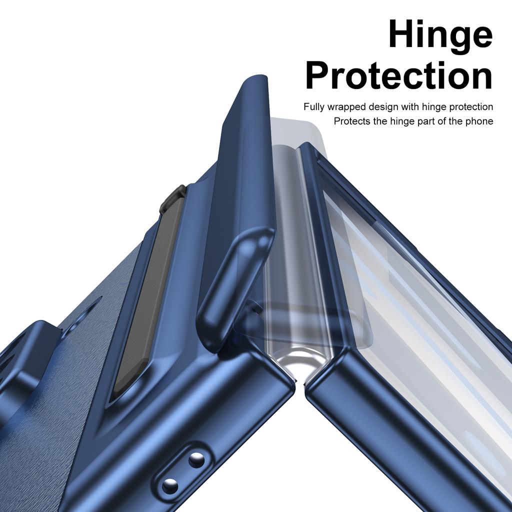 Vollständig stoßfeste Leder-Glas-Bildschirm-Kamera-Schutz-Handyhülle mit Stifthalter für Samsung W25 Z Fold 7 6 5 4