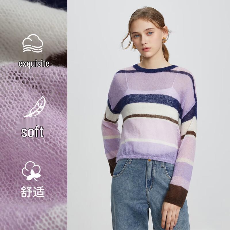 Women's Relaxed Color-Block Striped Knit Sweater