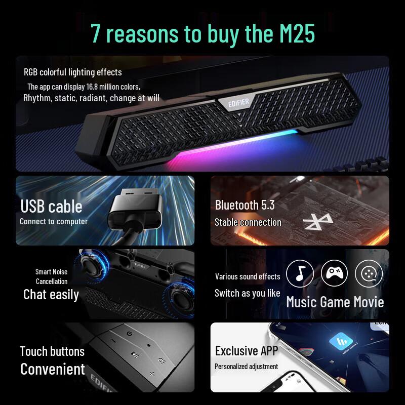 Edifier M25 Bluetooth Gaming Desktop Speakers with RGB Lighting