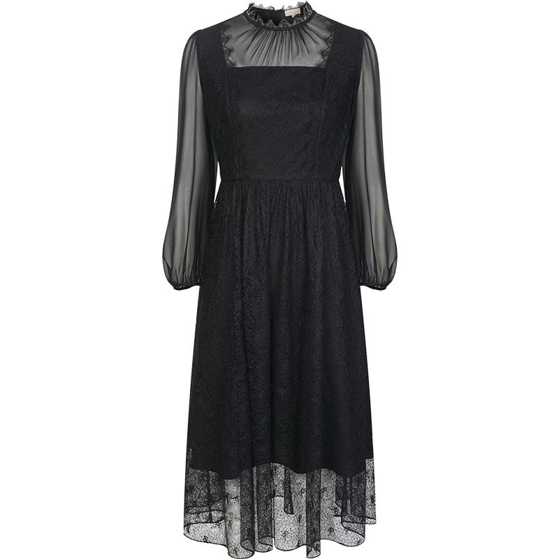 

PORTS Женское сетчатое прозрачное плиссированное миди-платье с длинными рукавами M / 6