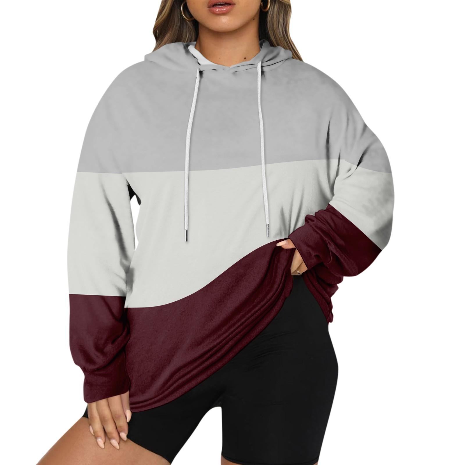 

Женский пуловер больших размеров с капюшоном и столярным принтом, толстовка с длинным рукавом и капюшоном XL винный