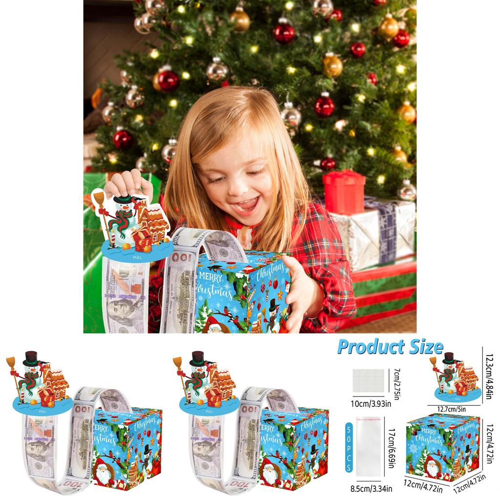 Blue Christmas Theme Pattern Gift Box For Holiday Celebration