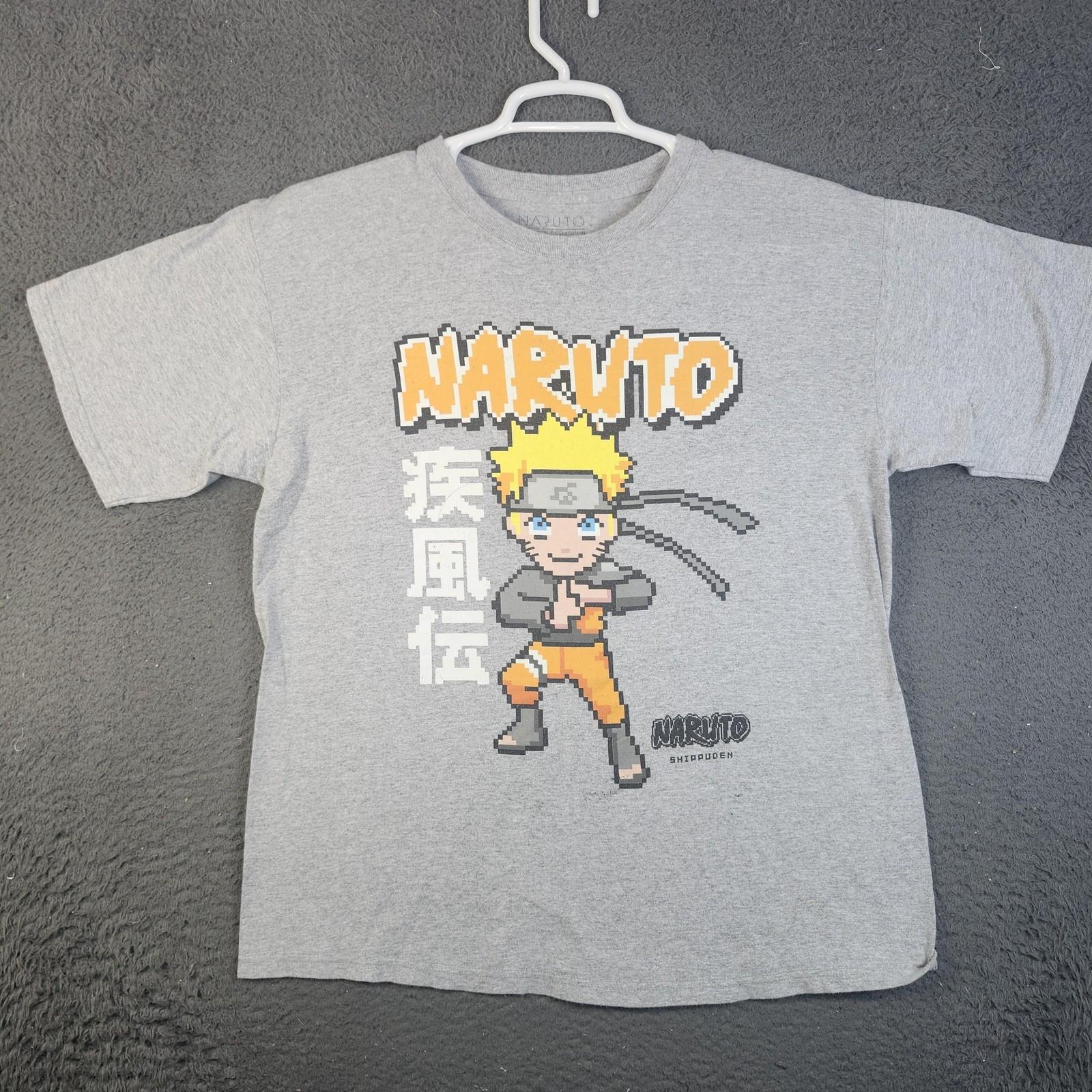 Naruto Shippuden Shirt Mens Large Heather Gray 8-Bit Pixel Art Anime Graphic Tee Unisex T-Shirt XXXXL