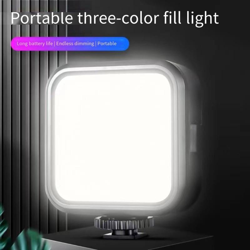 Rechargeable Triple Color LED Video Light 1200mAh Battery For Camera Smartphone Photography Live Streaming