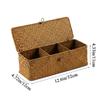 Rectangular 3 Grid Handwoven Storage Basket Handmade Rattan Divider Storage Box  Wardrobe