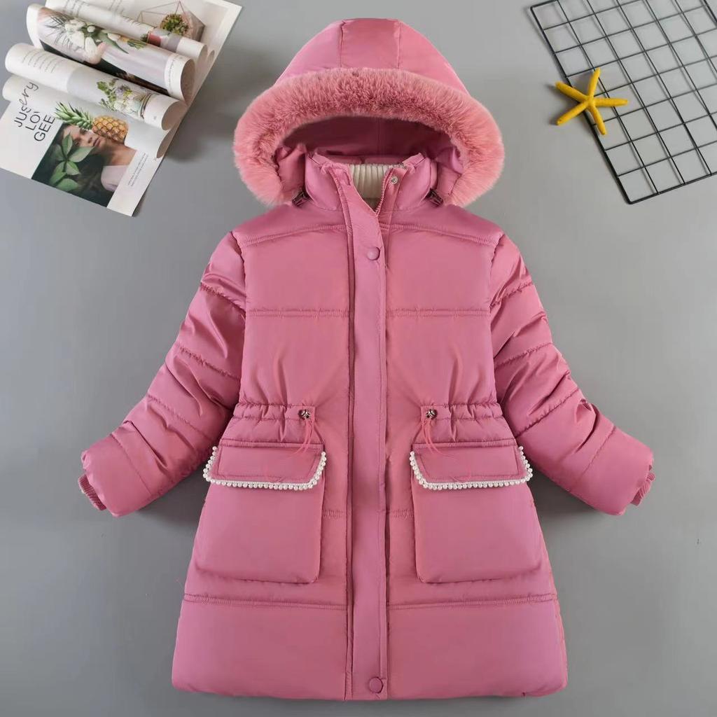 Kinderkleidung Mädchen Winter Lange Mäntel Baumwollpolsterung Jacken Dicke Kapuze Kinder Oberbekleidung für Mädchen Kleidung