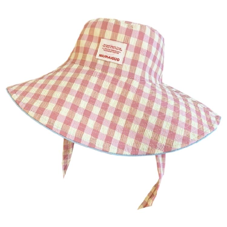 Fashionable Reversible Plaids Sun Hat Oversized Brims Fisherman Cap For Outdoor Activity Beach Trip And Street Headwear