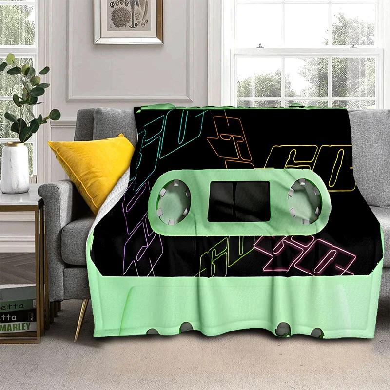 3D Music Cassette Tape Retro Pattern Blanket,Soft Throw Blanket for Home Bedroom Bed Sofa Picnic Travel Office Cover Blanket Kid
