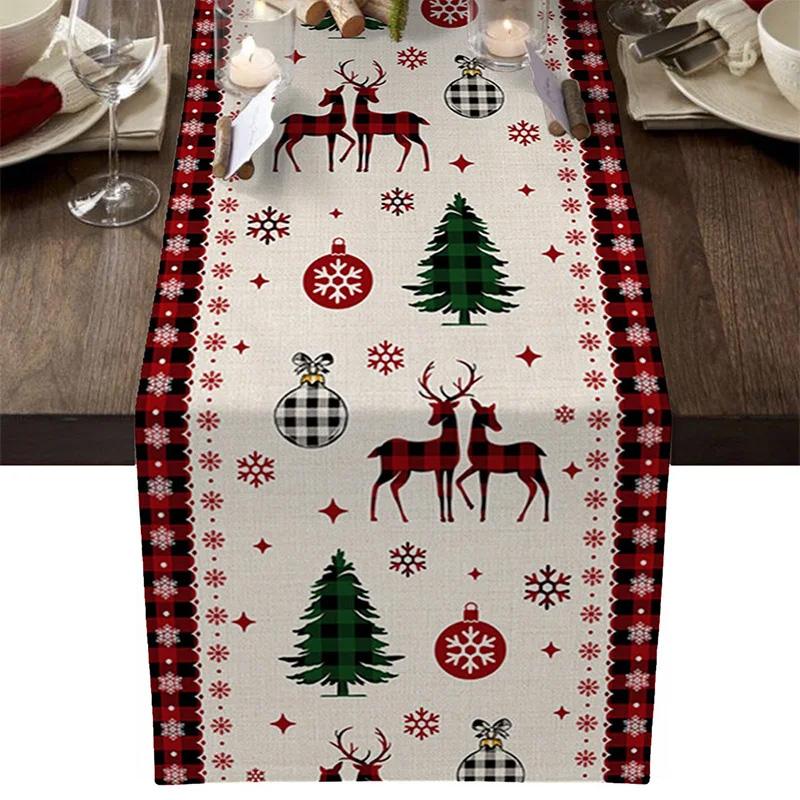 1PC Print Snowman For Home Xmas Table Decor Creative Christmas 33*183cm Table Runner Table Mat