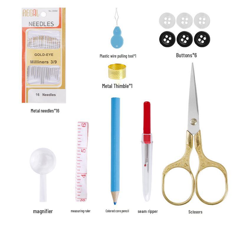 Portable Needle and Thread Kit with Holder for Home and Travel Sewing
