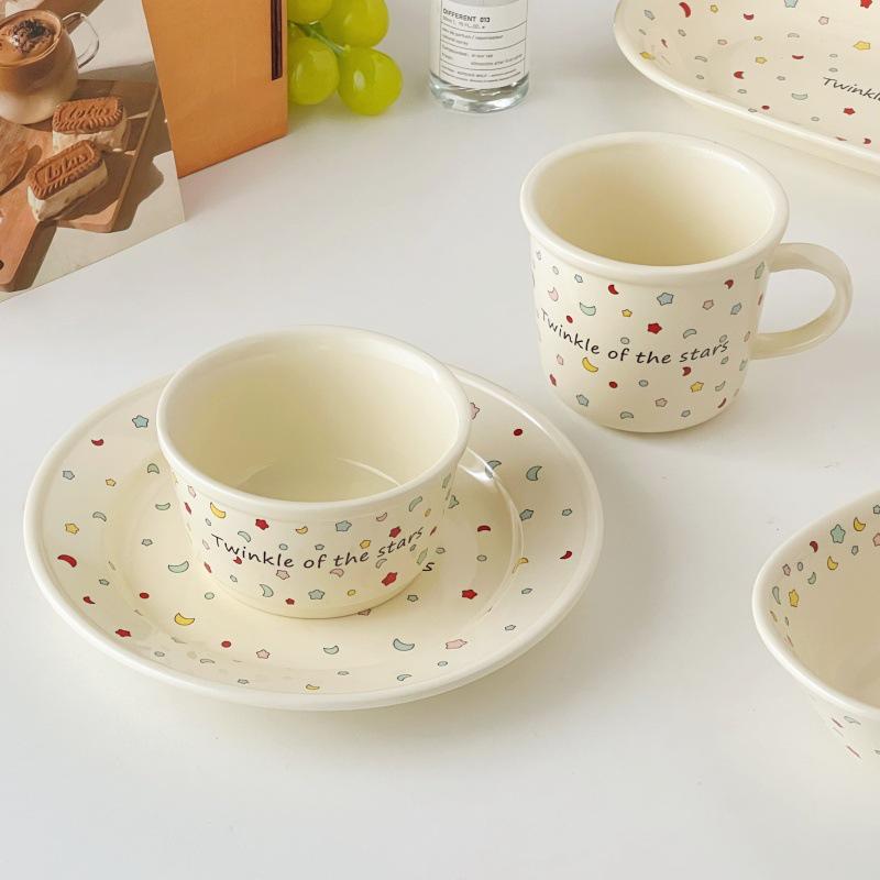 Simple Creamy Tableware Set: Star Plate, Rice Bowl, Dinner Plate, Fruit Bowl, Dessert Plate