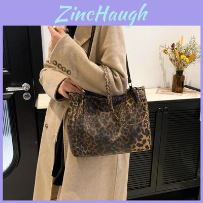 Stylish Large Capacity Casual Tote Bag With Vintage Leopard Print Design For Everyday Use
