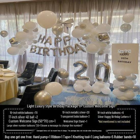 

High-End 18th Birthday Party Decoration: Backdrop and Balloon Set
