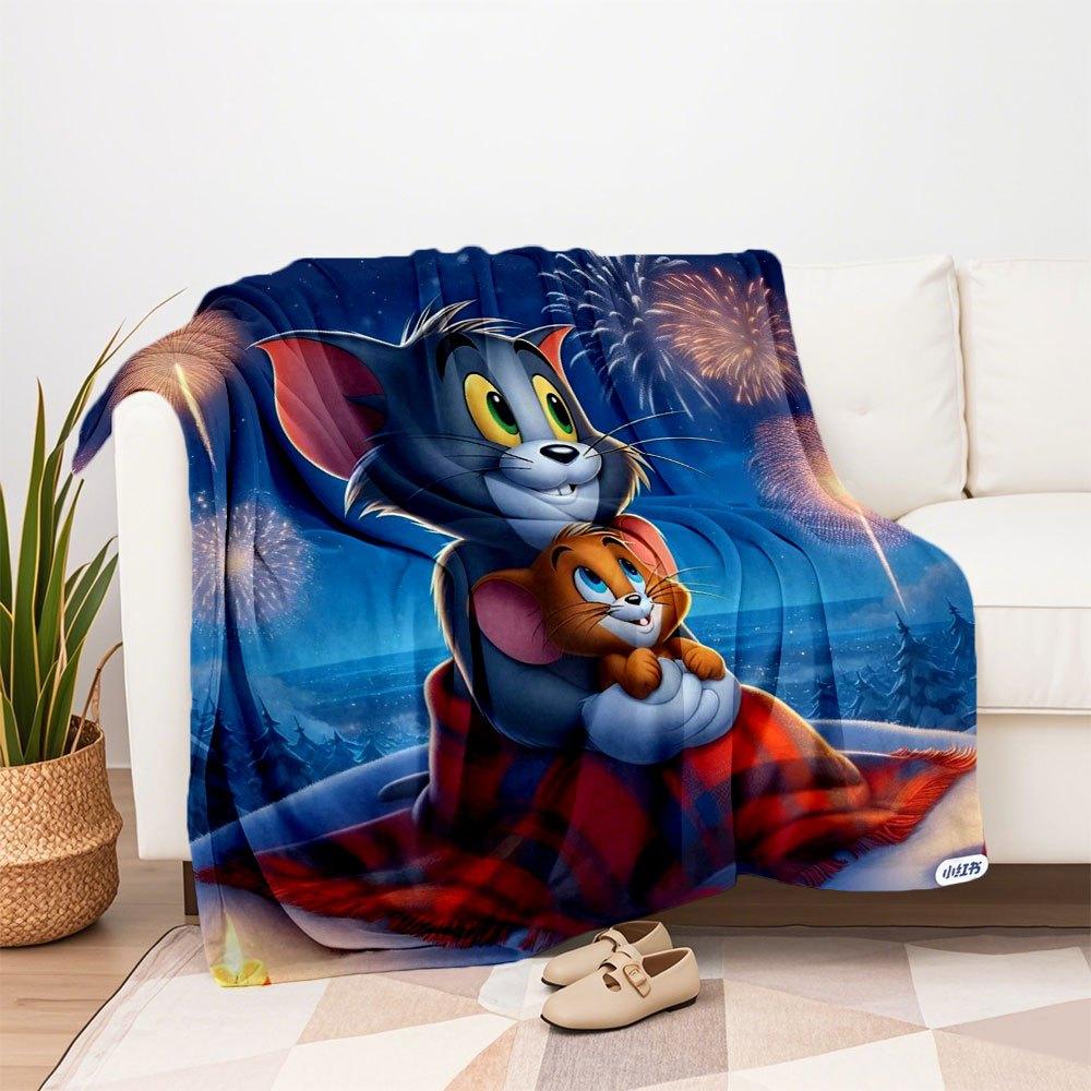 "Tom & Jerry: Magische Nachtdecke" Decke Flanell Überwurfdecke für Sofa, Bett, Reisen, Camping, Büro