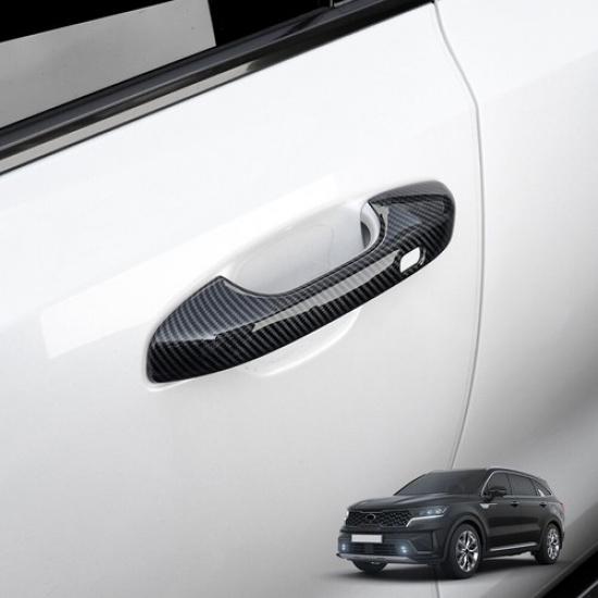 Car Carbon Fiber ABS Outer Side Door Handle Cover Trim For Kia Sorento -2025