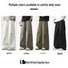 izzue Men's American Retro Pleated Wide-Leg Cotton Cargo Pants