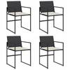 Garden Chairs With Cushions 4 Pcs. Black Polyrattan