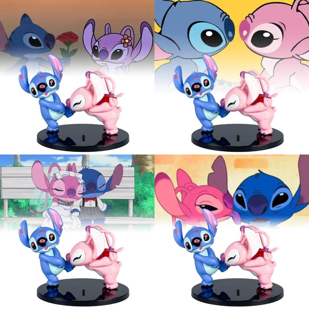 Entzückende Anime Stitch Angel Paar Figuren Pvc Modelle Perfekt für Autodekoration