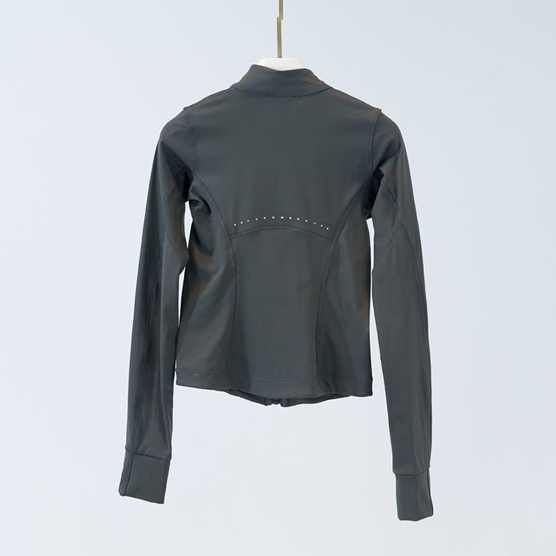 Women's Slim Fit Reflective Sports Jacket - Lightweight Nylon Spandex, Stand-Up Collar for Summer Outdoor Activities