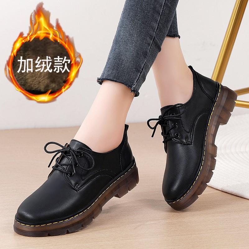 Retro small leather shoes soft sole spring and autumn single shoes British style platform thick heel big head shoes Martin