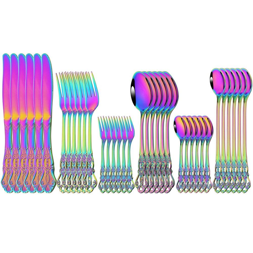 36 Teile/satz Gold Edelstahl Besteck Set Westlichen Lebensmittel Geschirr Löffel Gabel Messer Geschirr Küche Party Besteck Set