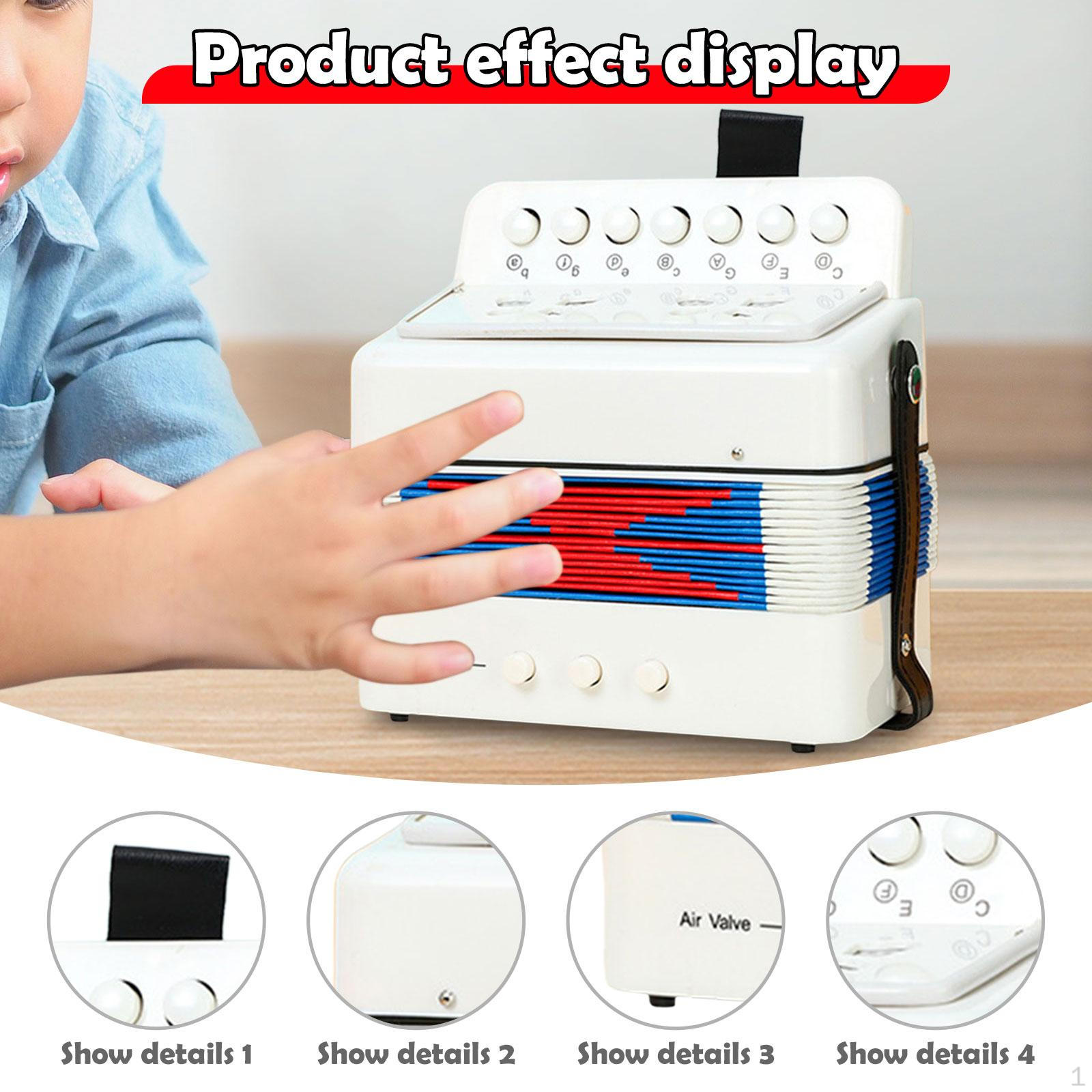 

7 Accordion Key Button Learning Tool Musical Toy Instrument Mini Music for Home білий
