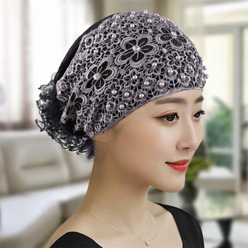 Muslim Head Scarf Hat Cancer Chemo Hats Turbante Mujer Beading Embroidery Turban Cap For Women Summer Breathable Headwrap Bonnet