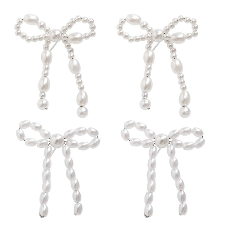 1 Paar Modische Schleifenohrstecker Eleganter Ohrschmuck Imitation Perlen Schleifenstecker Ohrringe Perfektes Geschenk für Frauen
