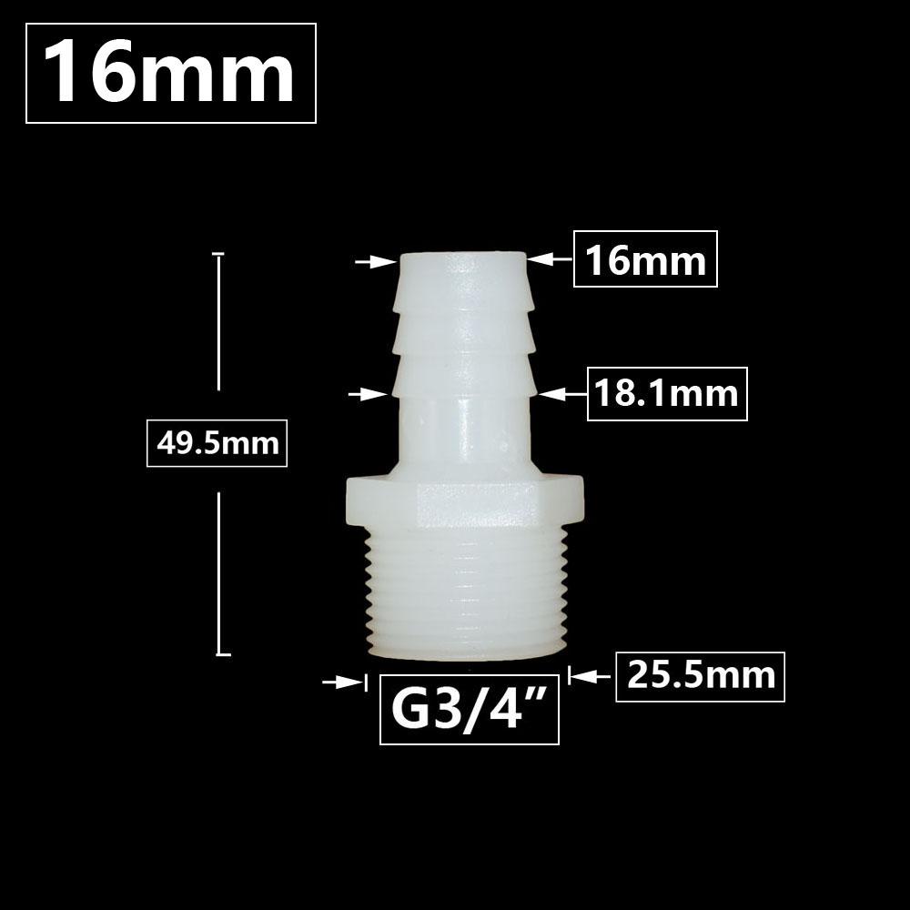 3/4 Inch Thread To Barb 10/12/14/16/18/20/25mm Plastic Hose Connector Hose Fitting Drip Irrigation System Pipe Coupler
