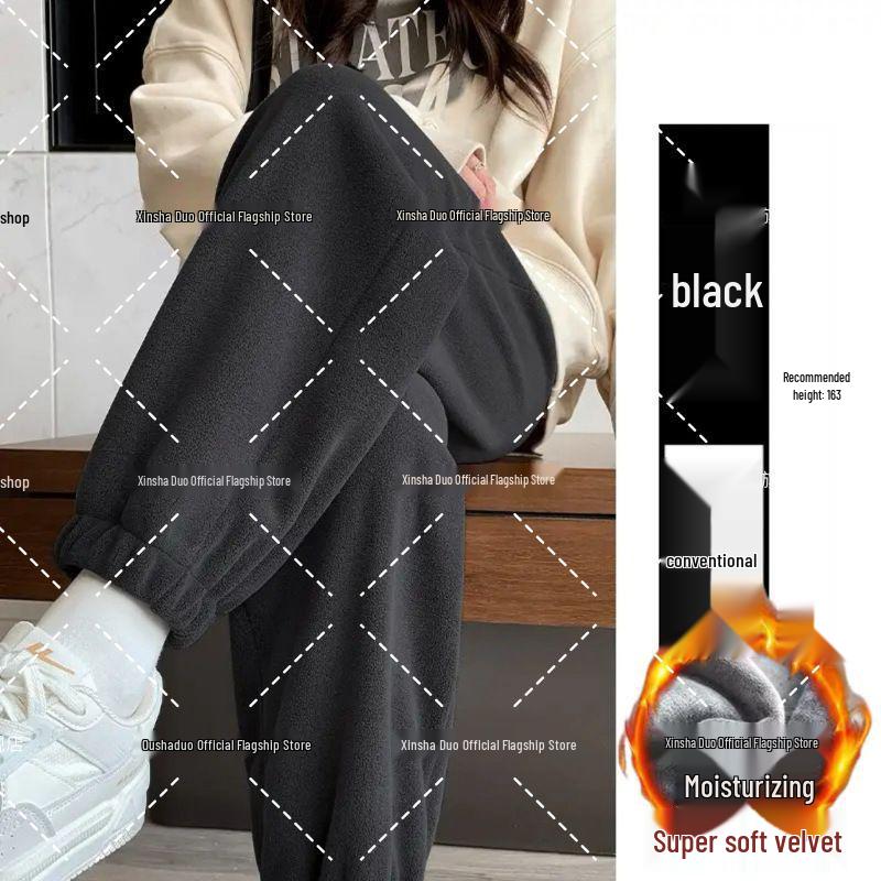 

Women s Gray Plus Velvet Thickened Windproof Fleece Sweatpants for Autumn/Winter M (85-100 jin)