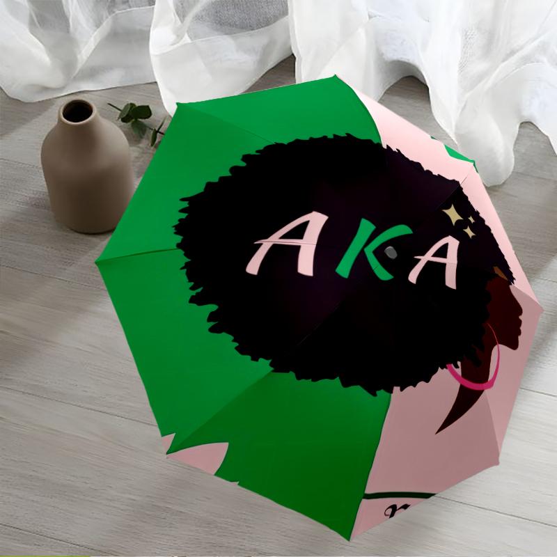 AKA Theme Automatic Umbrella, Lightweight & Portable, 8 Rib, Perfect for Outdoor Travel, Birthdays, Christmas, Gifts.