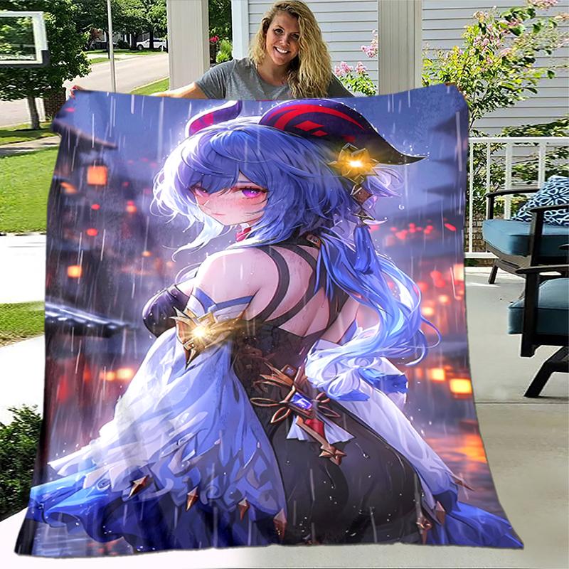 1pc Blanket Genshin Impact characters5 Print Design, Lightweight Blanket for Sofa, Bed- Soft &Warm, Gift for All Seasons like Christmas, Halloween