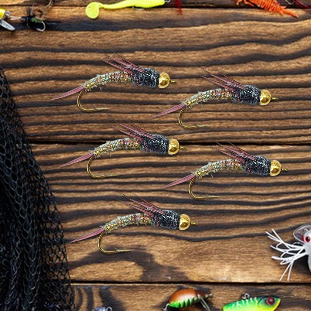 5Pcs Fly Fishing Lure Jig with Hook Equipment Stonefly Baits Artificial Hard for Walleye