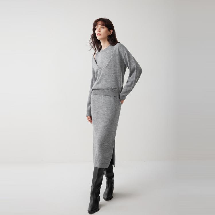 ELLE French Style Sheep Wool Two-Piece Casual Versatile Knit Dress Women dresses L8WLL658