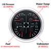 85mm Oil Pressure/water Temperature/fuel/voltmeter 4 In 1 Multifunction Gauge 0-10bar Oil Pressure or Water Temperature Sensor