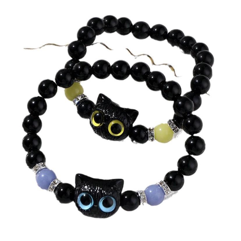 Luminous Black & White Kitten Shell Star Bracelet - Couple Jewelry Gift