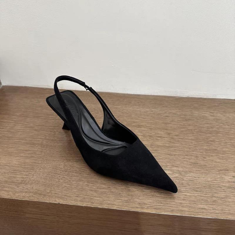 

Весна Новий Бренд Жіночі Сандалі Мода Гострий Носок Мілкі Сліпони Жіночі Елегантні Слінгбеки Тонкий Високий Каблук Туфлі 39