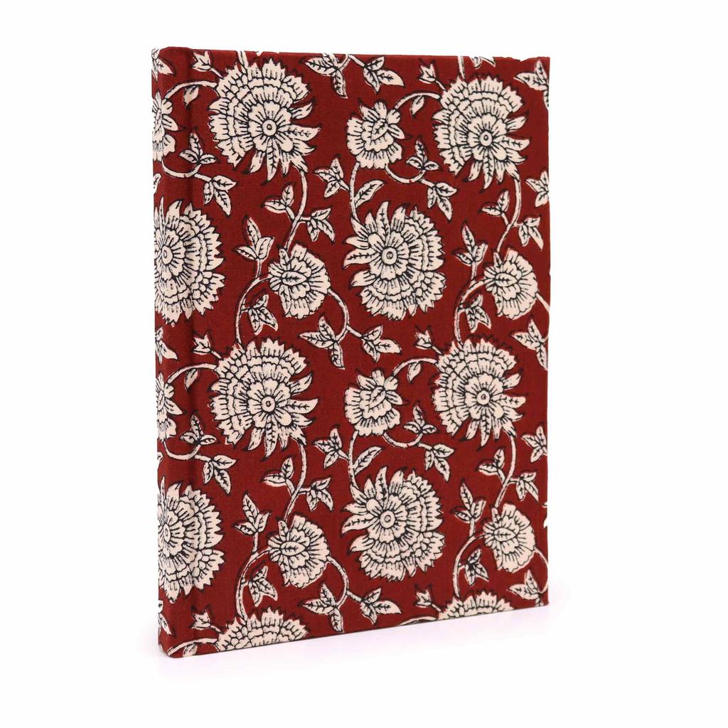 Notebook Cotton 20x15 Cm 96 Pages Burgundy Floral