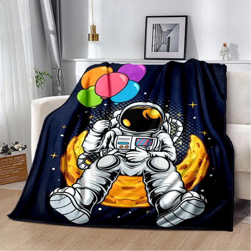 3D Outer Space Astronaut Universe Spaceman Cartoon Blanket,Soft Throw Blanket for Home Bedroom Bed Sofa Office Cover Blanket Kid