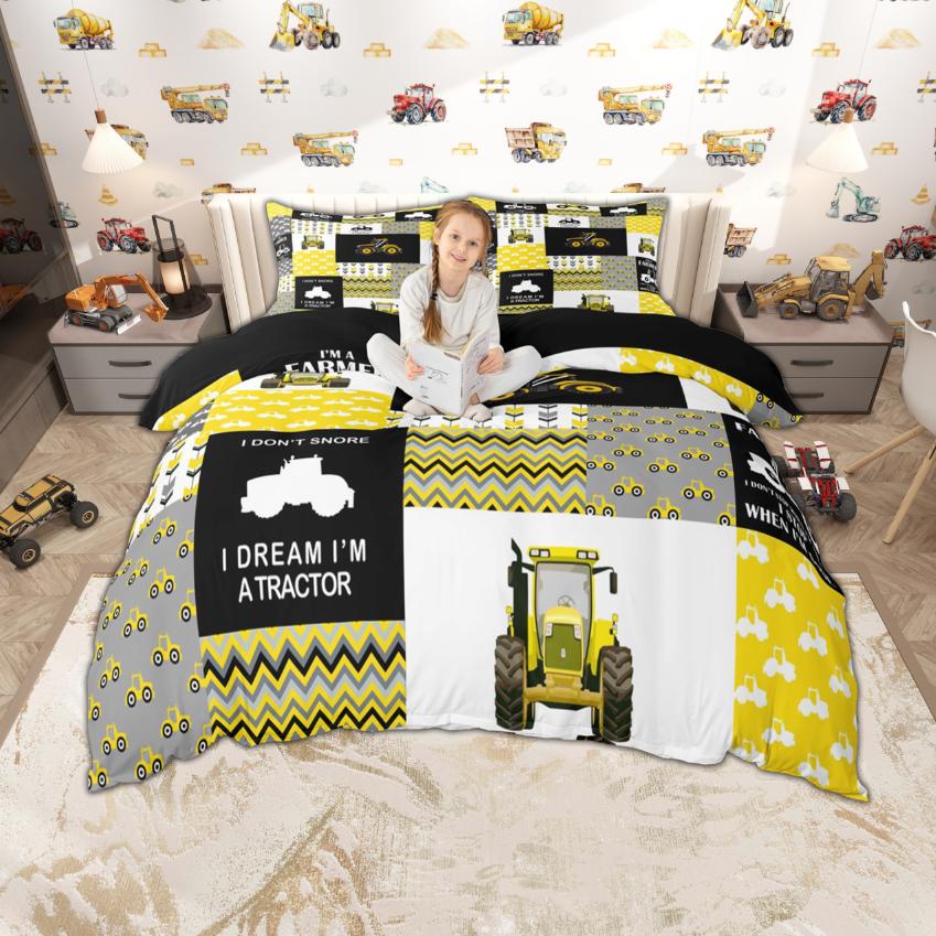 

Comforter Homewish Farm Tractor For Boys Girls 2Pcs/3Pcs Truck Plaid Bedding Construction Vehicle Bed Set Comforter (quilt)-EU Single(135*200cm)3pcs