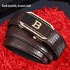Men's Crocodile Pattern Leather Belt with Automatic Buckle - Cowhide Business Style Waist Belt