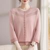 Stylish Knitted Pullover for Women, Ages 40-60: Three-Quarter Sleeve Top for Middle-Aged & Elderly