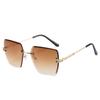 New Frameless Cut Edge Sunglasses Women Trendy Polygonal Gradient Color Sunglasses 9064