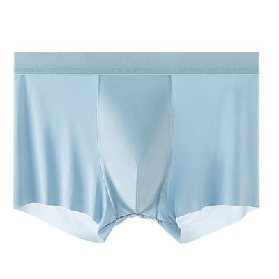 Men Ice Silk Boxer Briefs Mid-rise Wide Waistband Ultra Thin Ice Silk Shorts Underwear Solid Color U-convex Panties