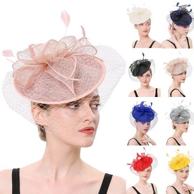 Women Girls Mesh Fascinators Hat Cocktail Party Headband Headpiece Wedding Hat